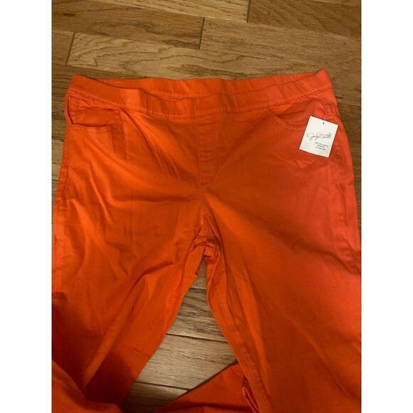 NWT Jaclyn Smith, women’s coral/orange high elastic waist straight leg pants XXL - Picture 3 of 10